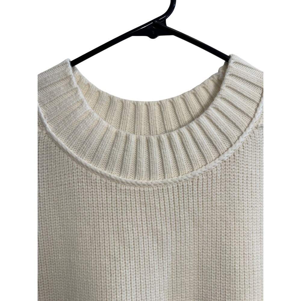 Maeve Anthropologie Womens Large Ivory Oversized Crew Neck Knit Sweater Vest - Picture 3 of 7